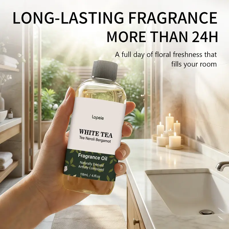 Lopeie Hotel Diffuser Oil Refill Inspired by The Ritz-Carlton Hotel - 118ml 4.1 fl oz - Aromatherapy Essential Oil-White Tea, Neroli & Bergamot – Ideal for Ultrasonic and Waterless Diffusers Pleasant Fragrant